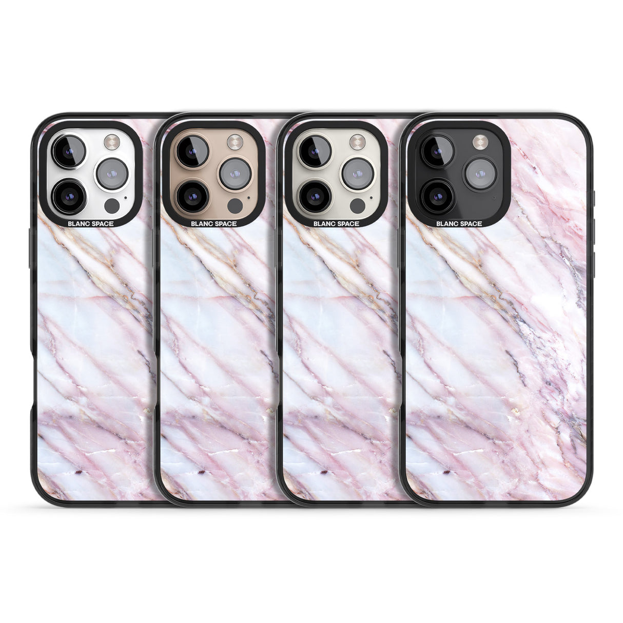 iPhone 16 Pro Max Pink & Purple Marble Black Impact Phone Case