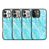 iPhone 16 Pro Max Bright Blue Onyx Marble Black Impact Phone Case