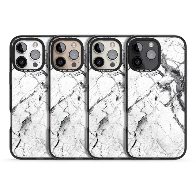 iPhone 16 Pro Max Black & White Stormy Marble Black Impact Phone Case