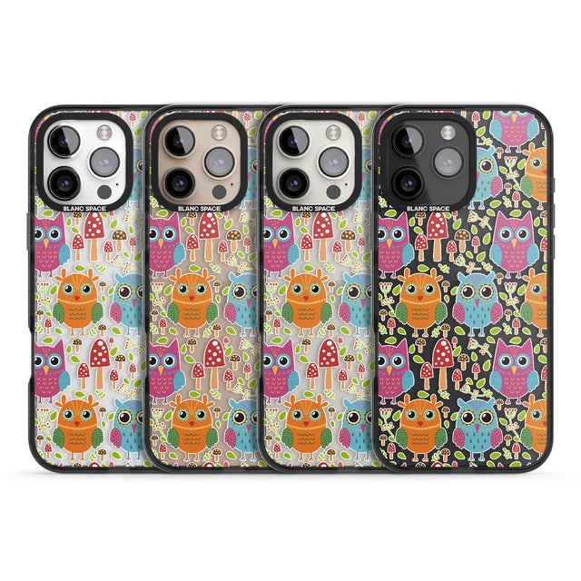 iPhone 16 Pro Max Forrest Owl Clear Pattern Black Impact Phone Case