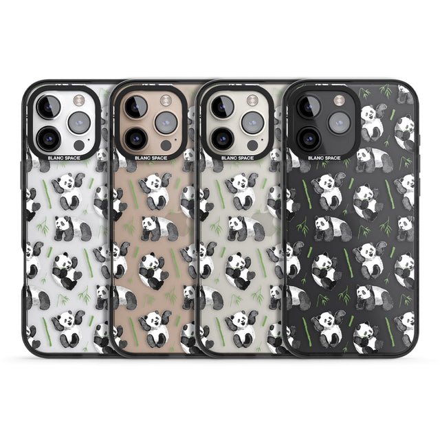 iPhone 16 Pro Max Watercolour Panda Pattern Black Impact Phone Case