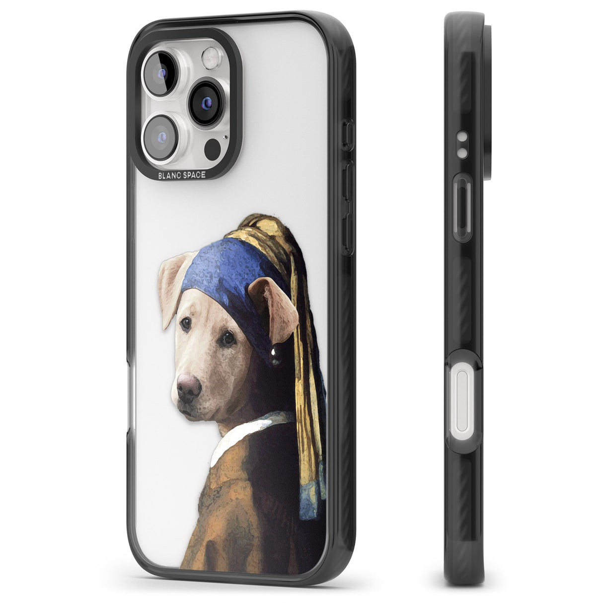 iPhone 16 Pro Max Doggo with a Pearl Earring Black Impact Phone Case