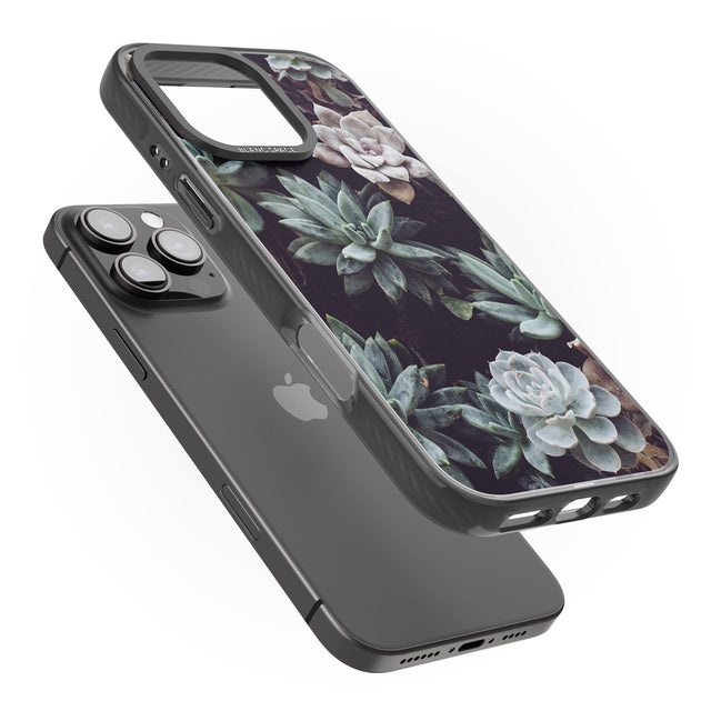 iPhone 16 Pro Max Mixed Succulents - Real Botanical Photographs Black Impact Phone Case