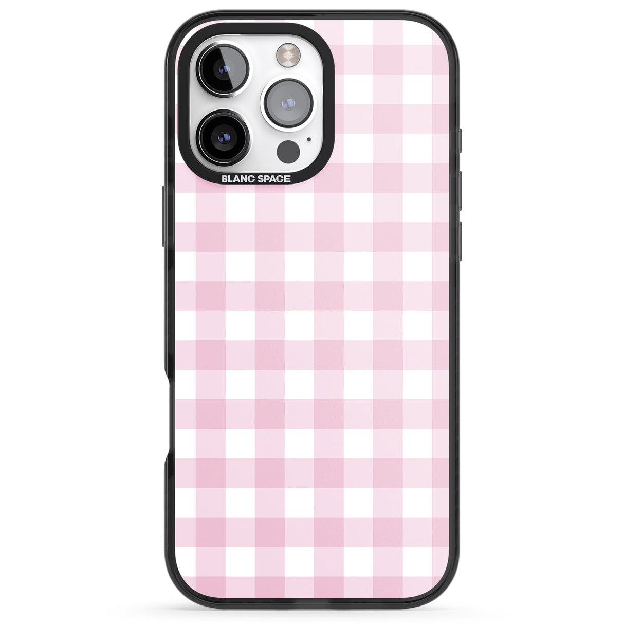 iPhone 16 Pro Max Pink Gingham Pattern Black Impact Phone Case