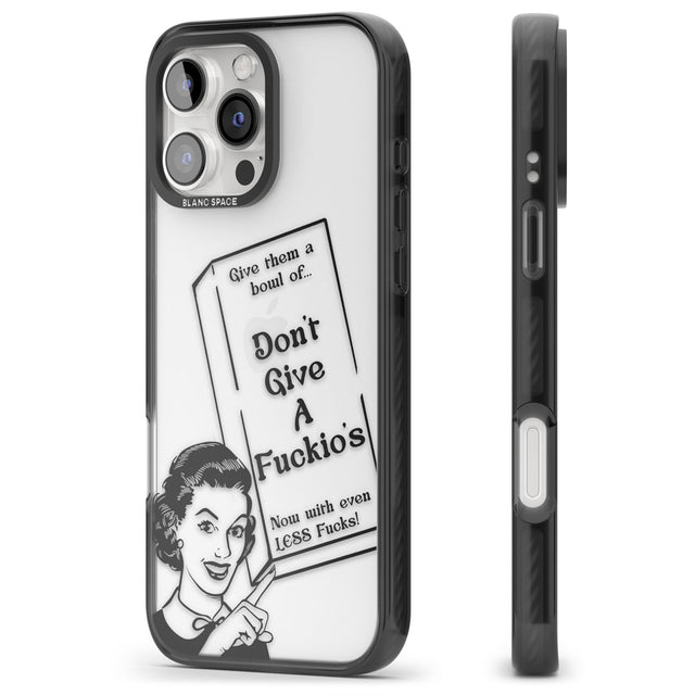 "Don't Give a F*ckio's" Cereal Black Impact Phone Case for iPhone 16 Pro, iPhone 16 Pro Max