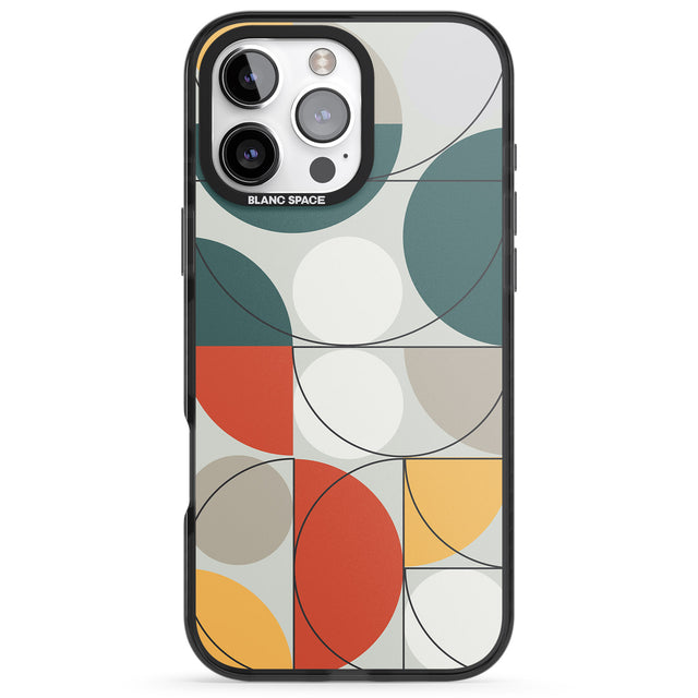 iPhone 16 Pro Max Abstract Half Circles Black Impact Phone Case