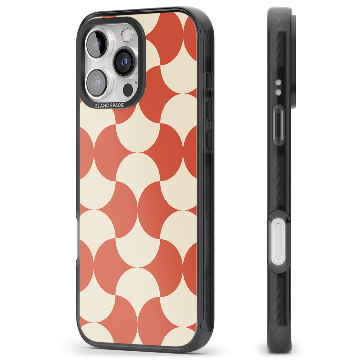 iPhone 16 Pro Max Abstract Retro Shapes: Psychedelic Pattern Black Impact Phone Case