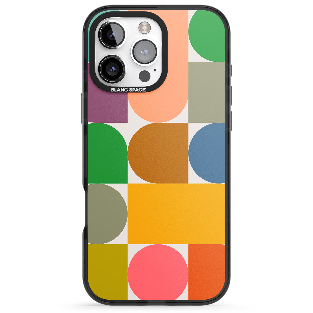 iPhone 16 Pro Max Abstract Retro Shapes: Rainbow Mix Black Impact Phone Case