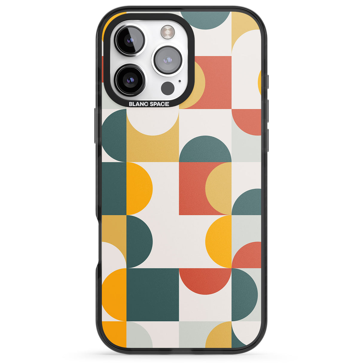 iPhone 16 Pro Max Abstract Retro Shapes: Muted Colour Mix Black Impact Phone Case