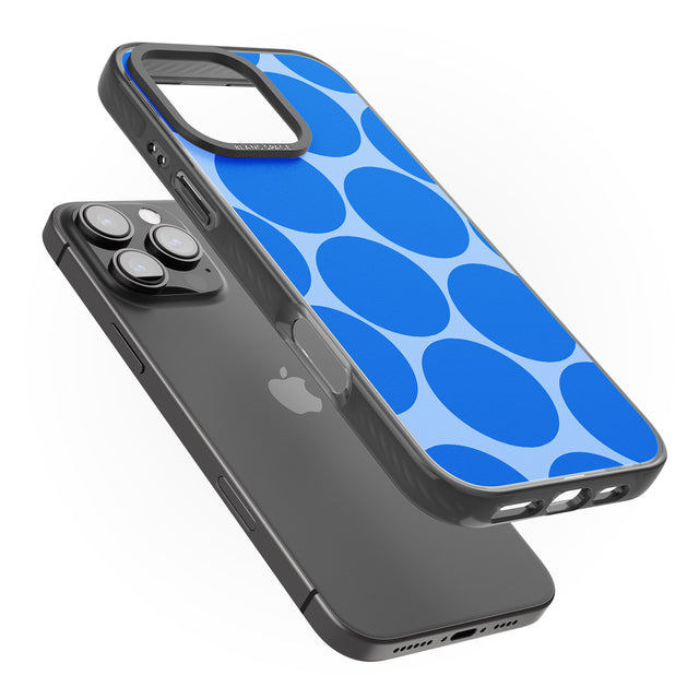 iPhone 16 Pro Max Abstract Retro Shapes: Blue Dots Black Impact Phone Case