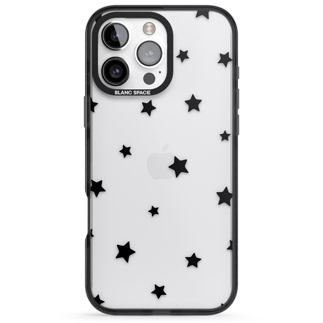 iPhone 16 Pro Max Black Stars Pattern Black Impact Phone Case