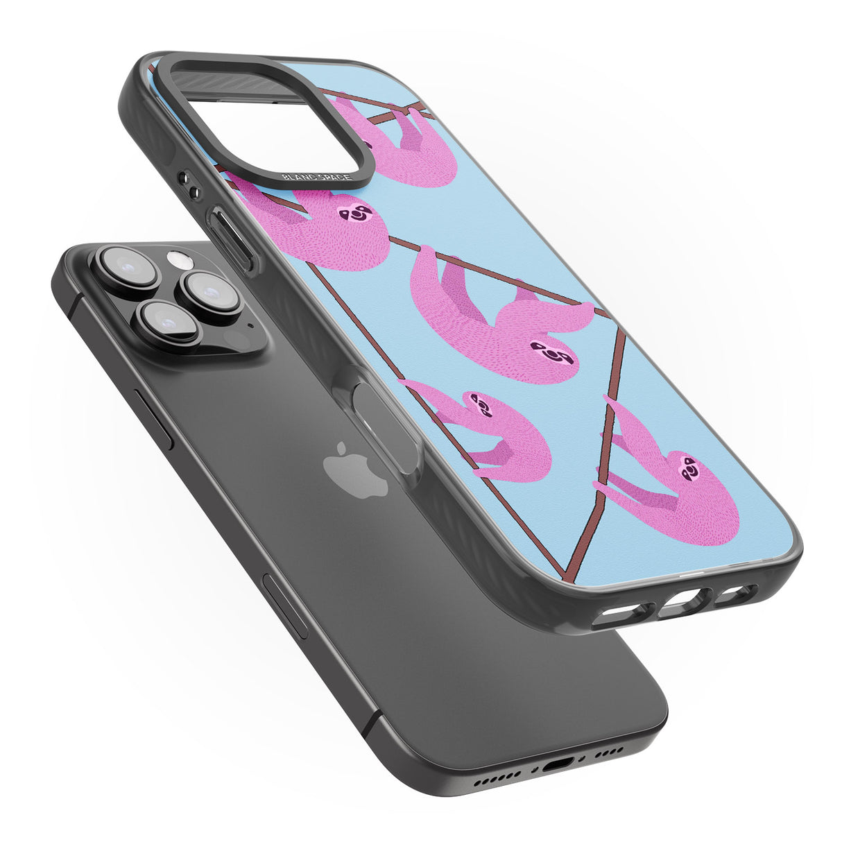 iPhone 16 Pro Max Pink Sloth Black Impact Phone Case