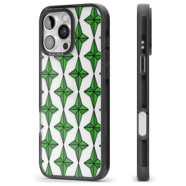 iPhone 16 Pro Max Emerald Stars Pattern (Clear) Black Impact Phone Case