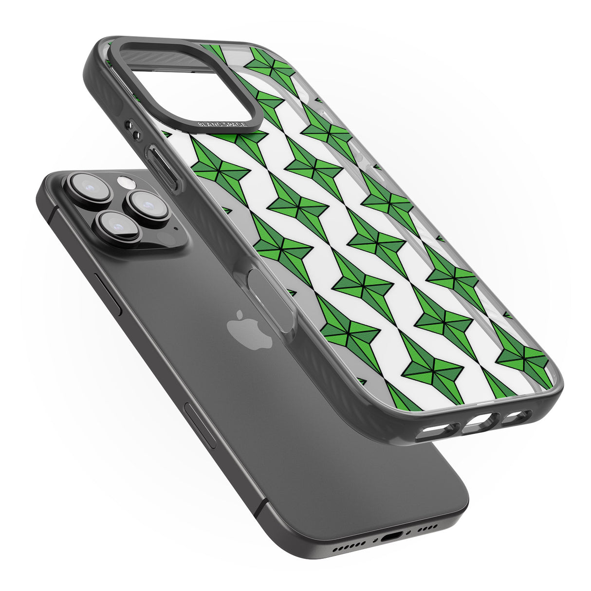 iPhone 16 Pro Max Emerald Stars Pattern (Clear) Black Impact Phone Case