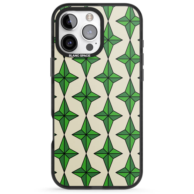 iPhone 16 Pro Max Emerald Stars Pattern Black Impact Phone Case