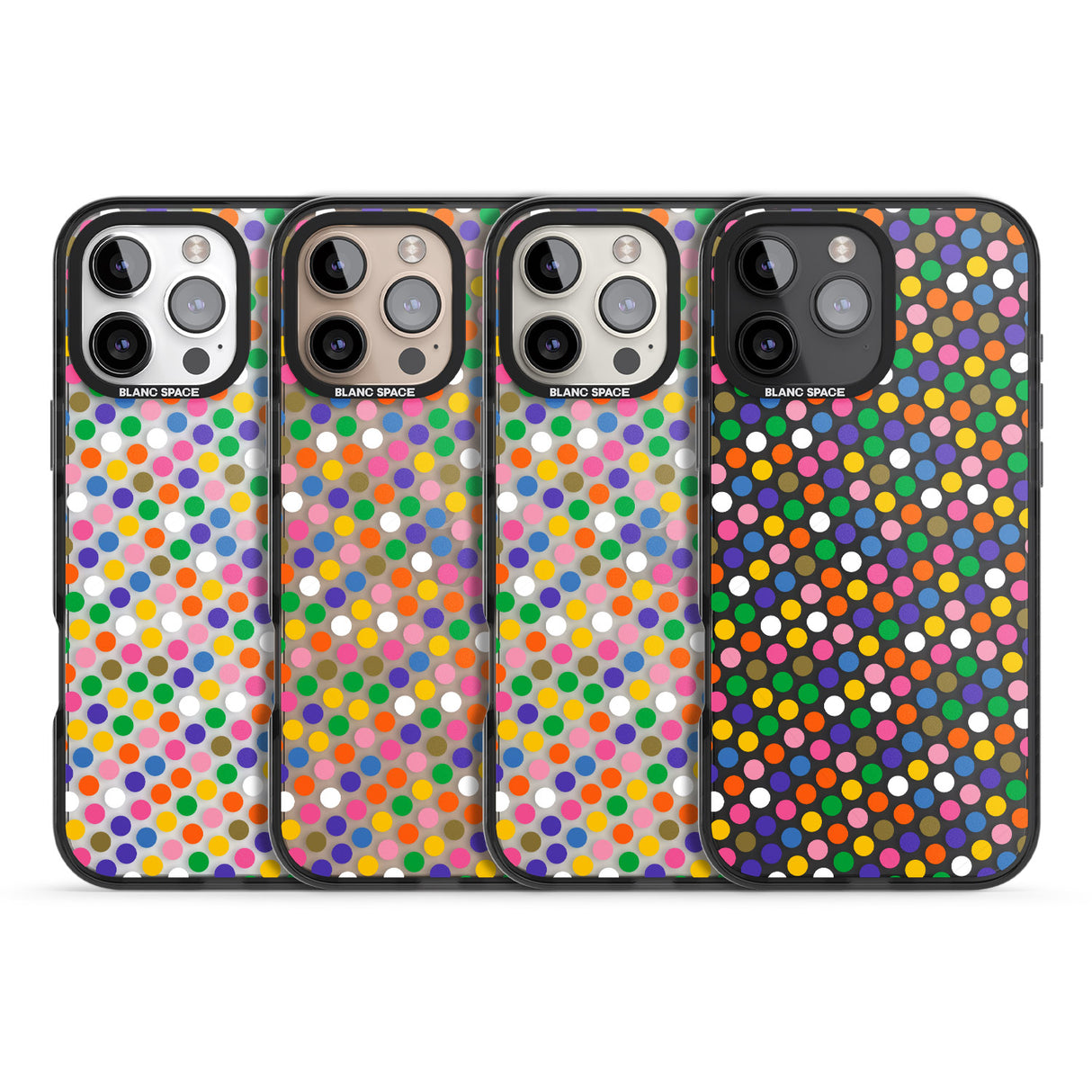 iPhone 16 Pro Max Multicolour Polka-dot Fiesta Black Impact Phone Case