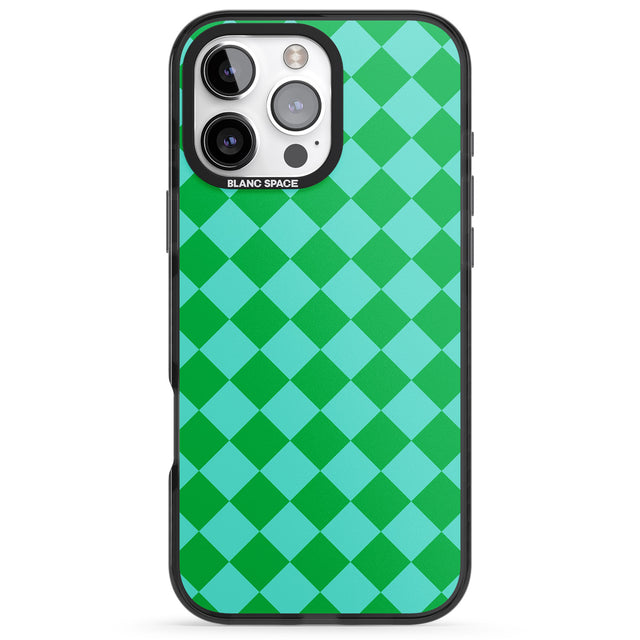 iPhone 16 Pro Max Retro Green Diamond Plaid Black Impact Phone Case