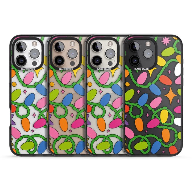 iPhone 16 Pro Max Festive Lights Pattern Black Impact Phone Case