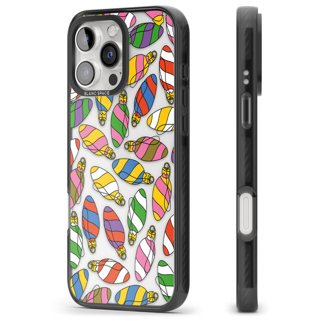 iPhone 16 Pro Max Colourful Holiday Ornaments Black Impact Phone Case