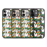 iPhone 16 Pro Max Colourful Swan Pattern Black Impact Phone Case