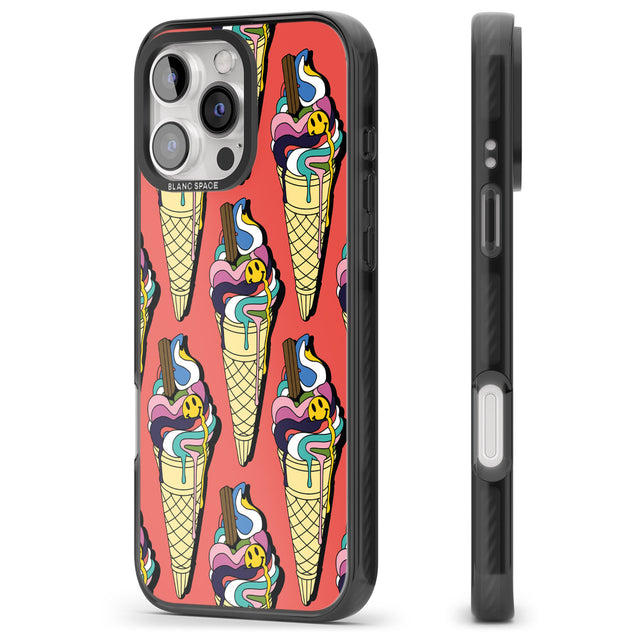 iPhone 16 Pro Max Trip & Drip Ice Cream (Red) Black Impact Phone Case