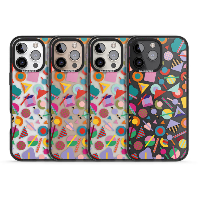 iPhone 16 Pro Max Retro Carnival Shapes Black Impact Phone Case