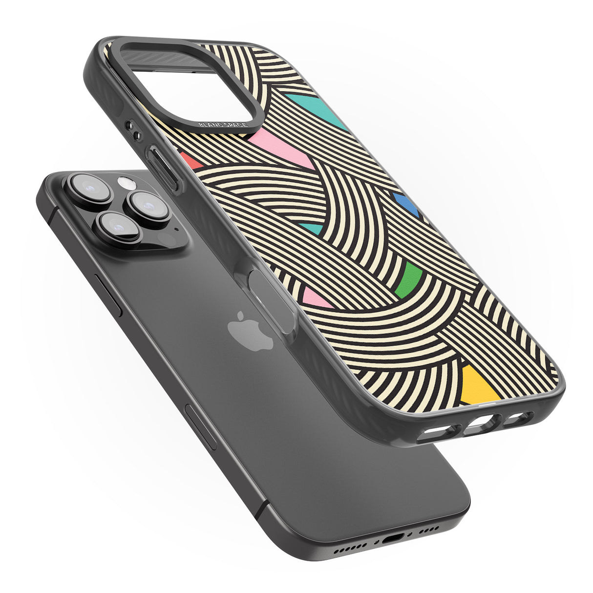 iPhone 16 Pro Max Multicolour Optic Waves Black Impact Phone Case