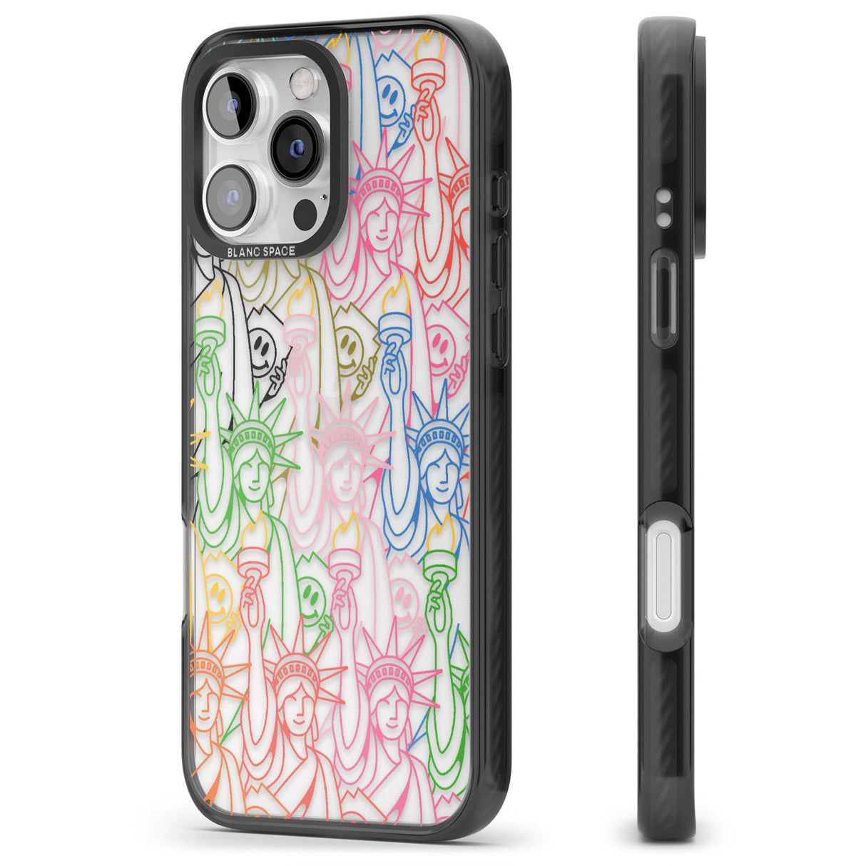 iPhone 16 Pro Max Multicolour Liberty Line Pattern Black Impact Phone Case