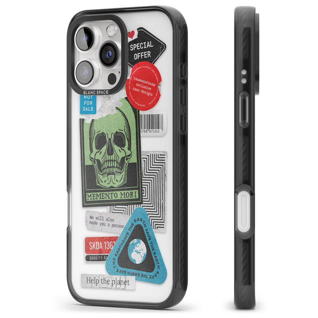 iPhone 16 Pro Max Skull Sticker Mix Black Impact Phone Case