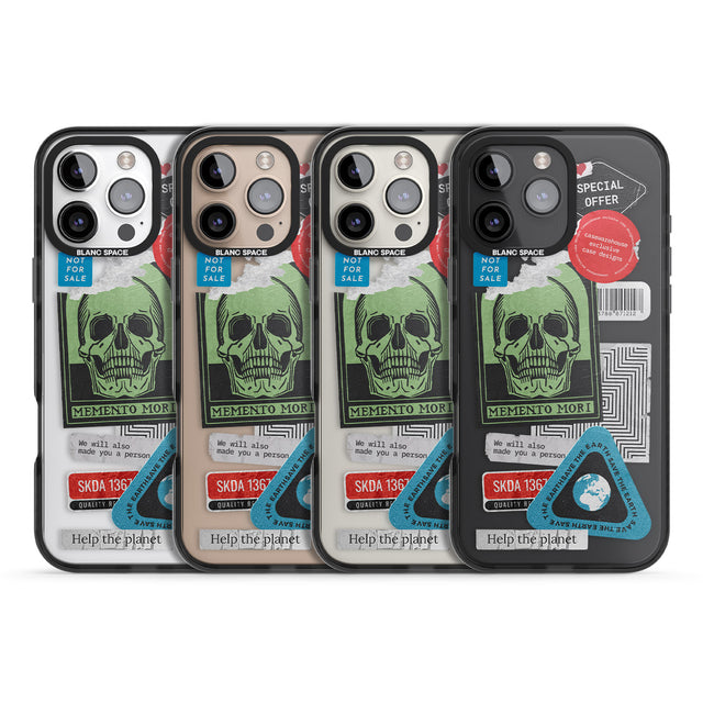 iPhone 16 Pro Max Skull Sticker Mix Black Impact Phone Case