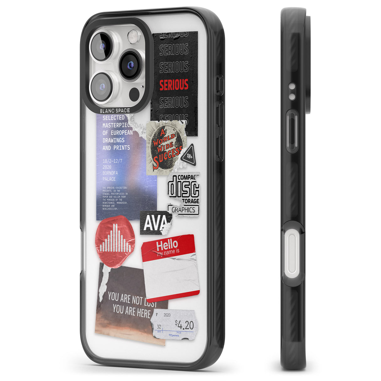 iPhone 16 Pro Max Red & Black Sticker Mix Black Impact Phone Case