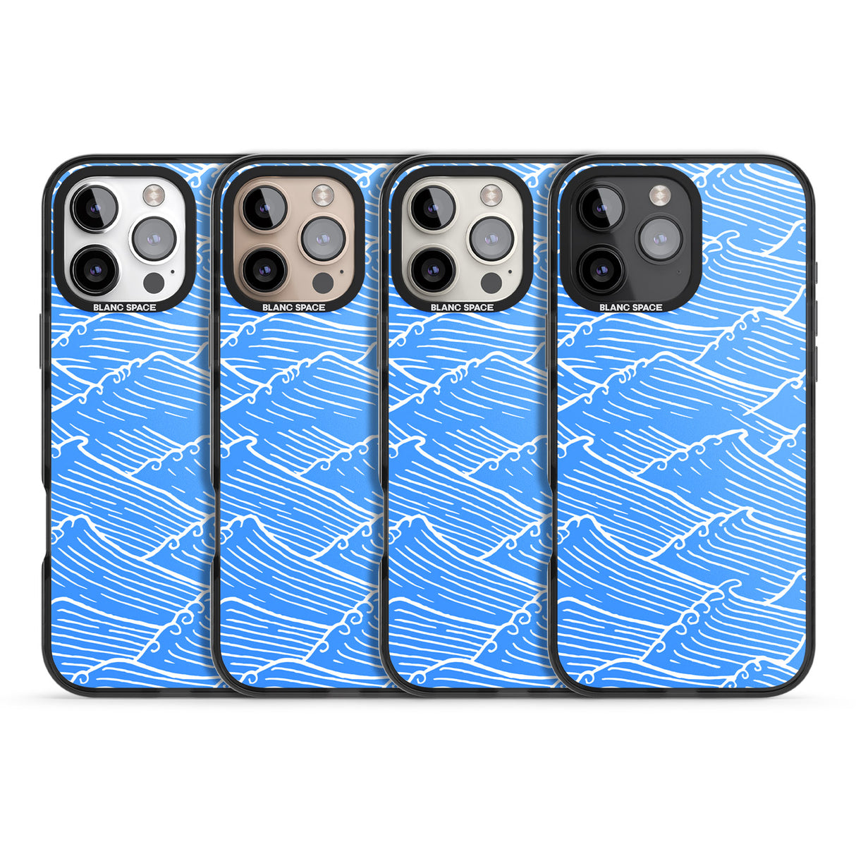 iPhone 16 Pro Max Waves Pattern Black Impact Phone Case