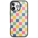 iPhone 16 Pro Max Pastel Multicolor Checkered Black Impact Phone Case + Magsafe