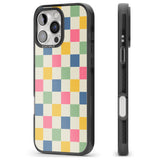 iPhone 16 Pro Max Pastel Multicolor Checkered Black Impact Phone Case + Magsafe