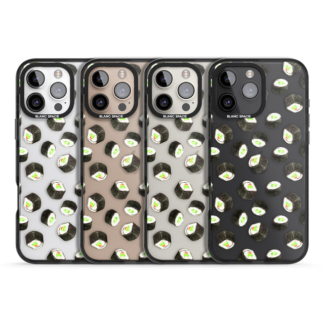 iPhone 16 Pro Max Maki Rolls Sushi Pattern Black Impact Phone Case