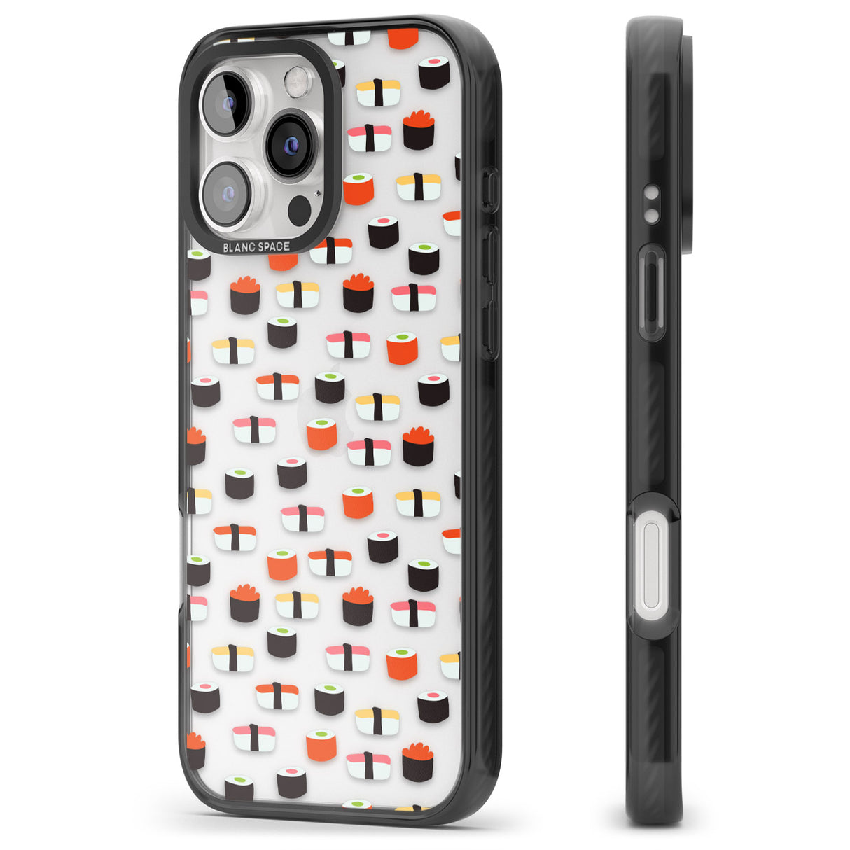 iPhone 16 Pro Max Minimalist Sushi Pattern Black Impact Phone Case