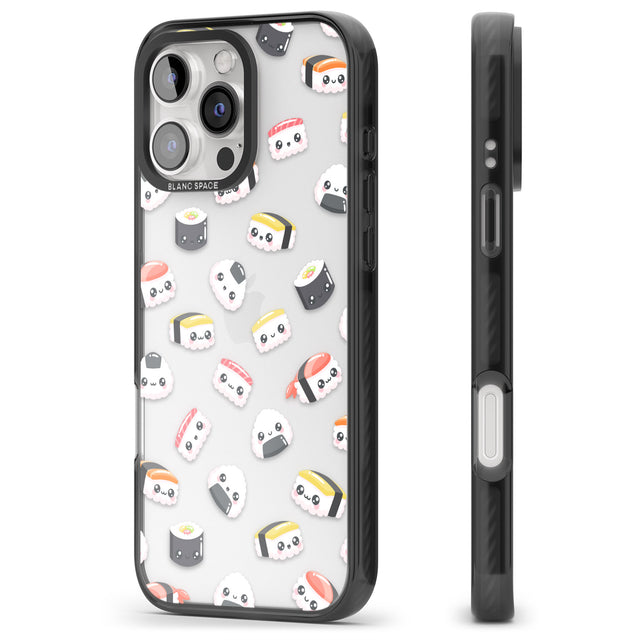 iPhone 16 Pro Max Kawaii Sushi & Rice Black Impact Phone Case