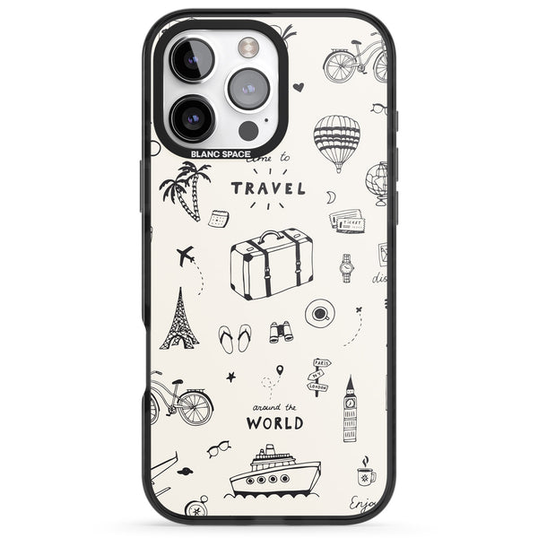Cute Travel Pattern, White On