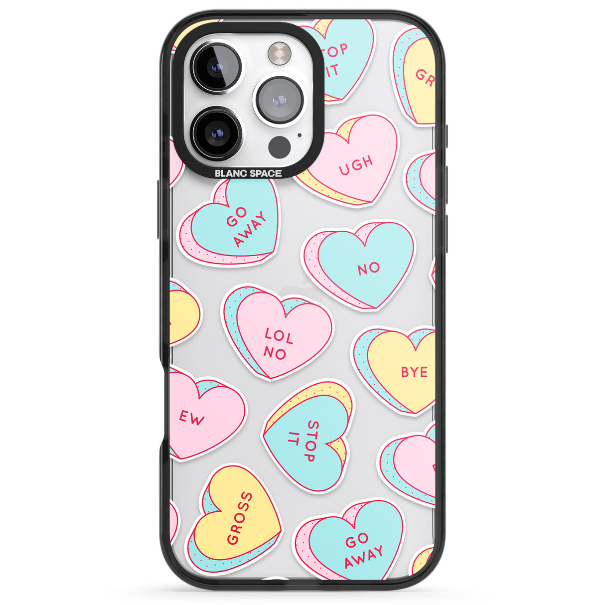 iPhone 16 Pro Max Sarcastic Love Hearts Black Impact Phone Case