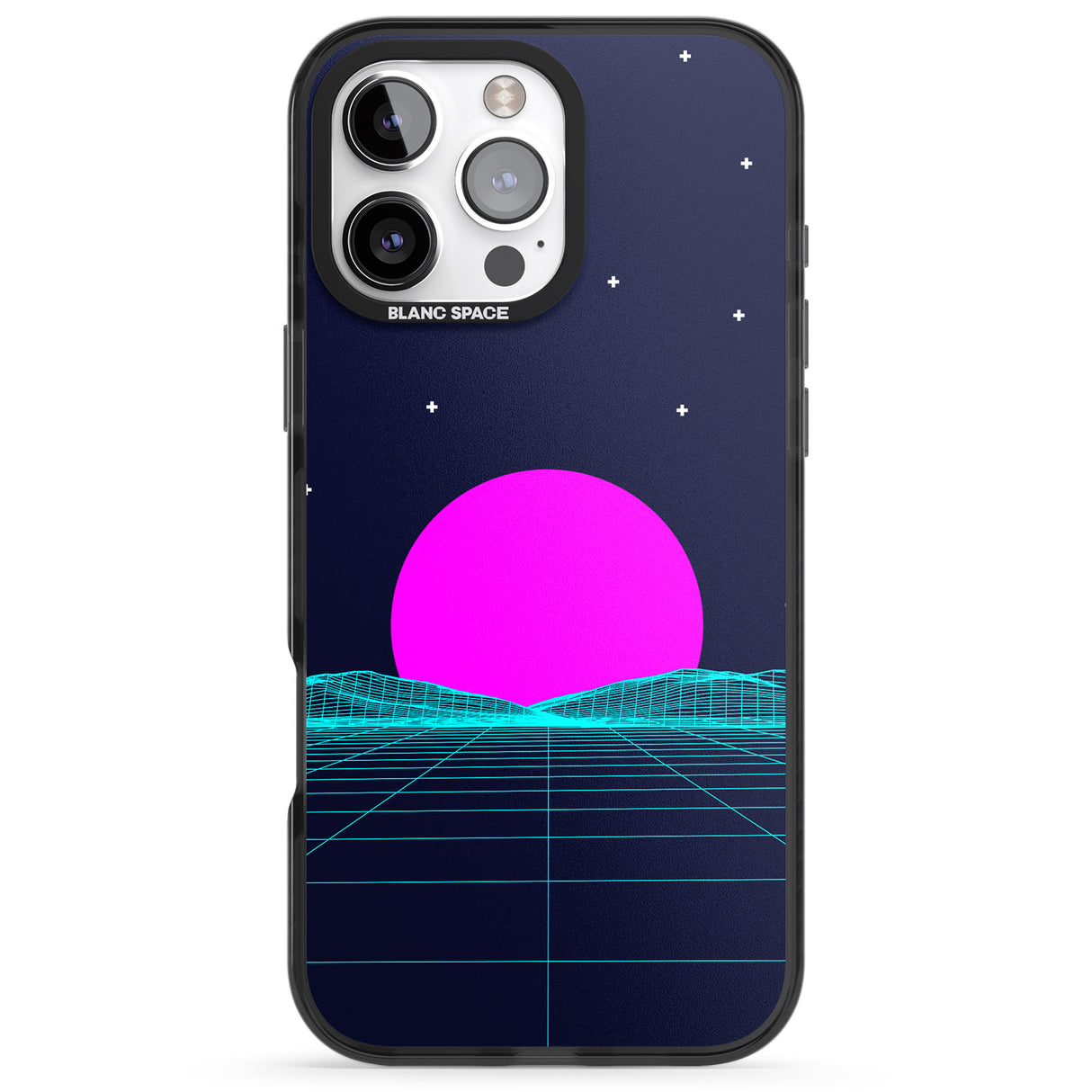 iPhone 16 Pro Max Miami Sunset Vaporwave Black Impact Phone Case