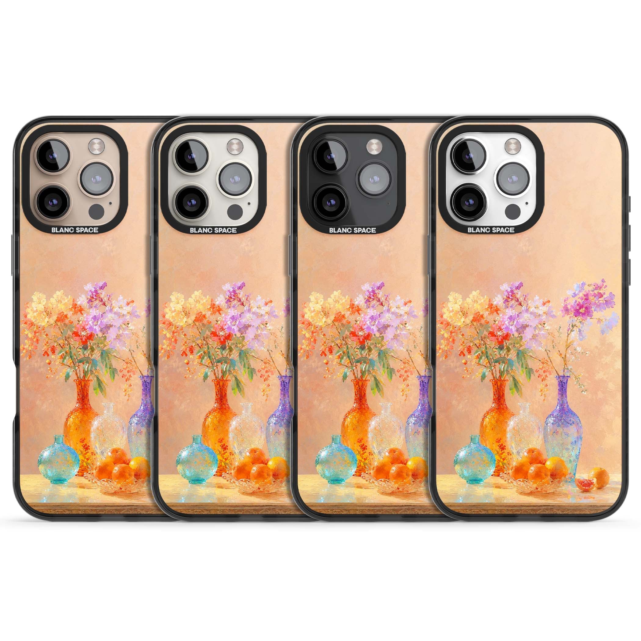 Peach Glass art iPhone case | Black Impact case for iPhone 16 Pro, iPhone 16 Pro Max