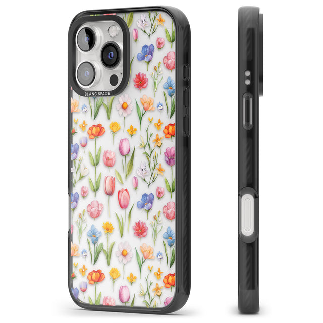 iPhone 16 Pro Max Small Flower Mix Black Impact Phone Case + Magsafe