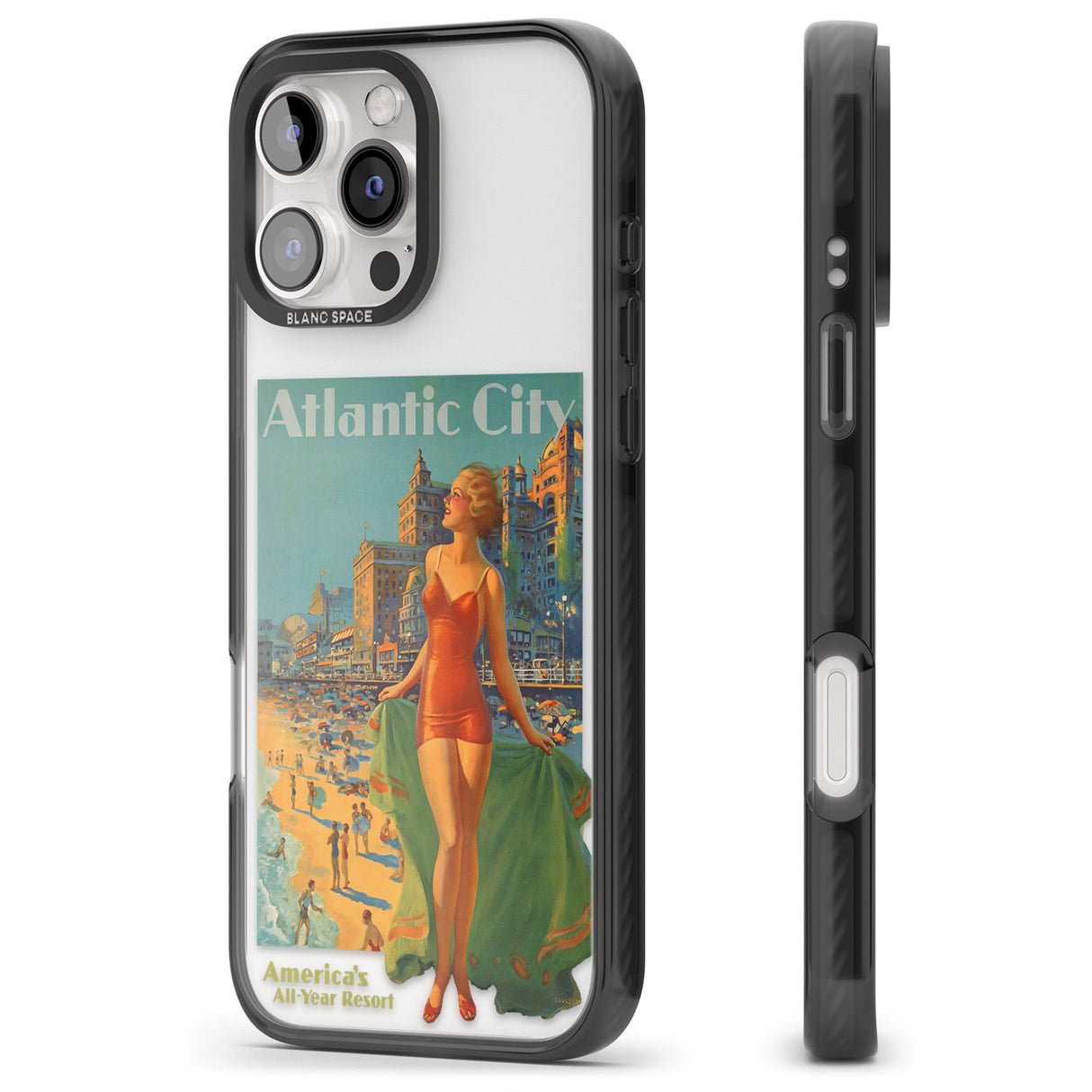 iPhone 16 Pro Max Atlantic City Vacation Poster Black Impact Phone Case