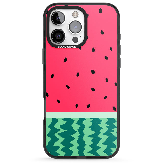 iPhone 16 Pro Max Full Watermelon Print Black Impact Phone Case