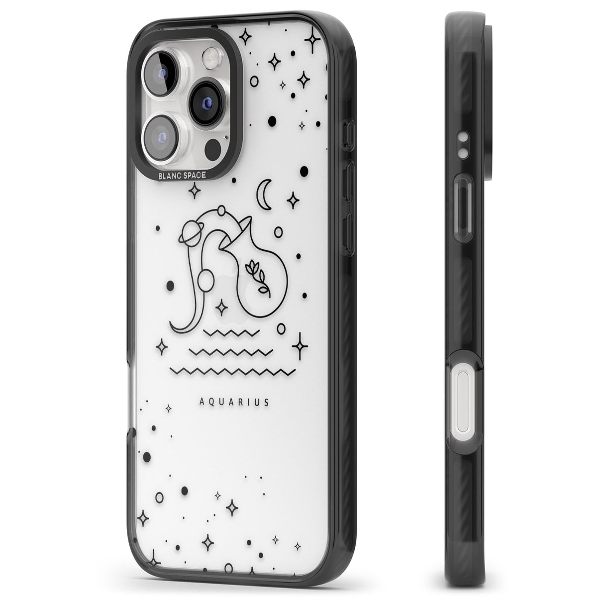 iPhone 16 Pro Max Aquarius Emblem - Transparent Design Black Impact Phone Case