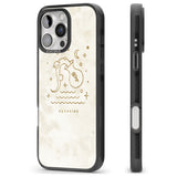 iPhone 16 Pro Max Aquarius Emblem - Solid Gold Marbled Design Black Impact Phone Case