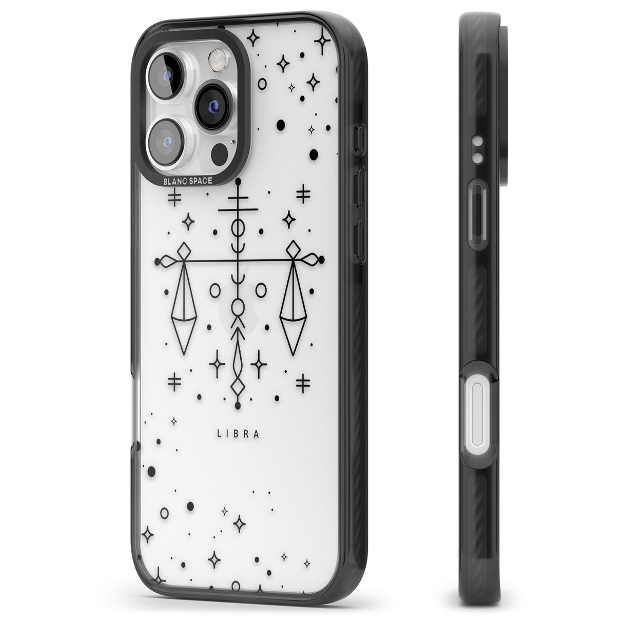 iPhone 16 Pro Max Libra Emblem - Transparent Design Black Impact Phone Case