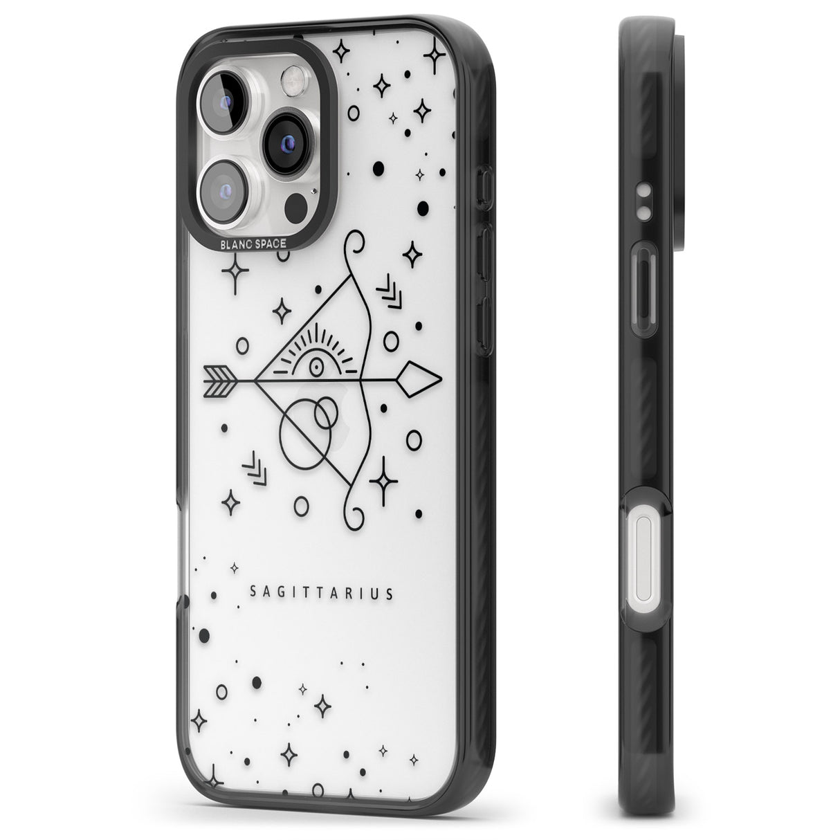 iPhone 16 Pro Max Sagittarius Emblem - Transparent Design Black Impact Phone Case