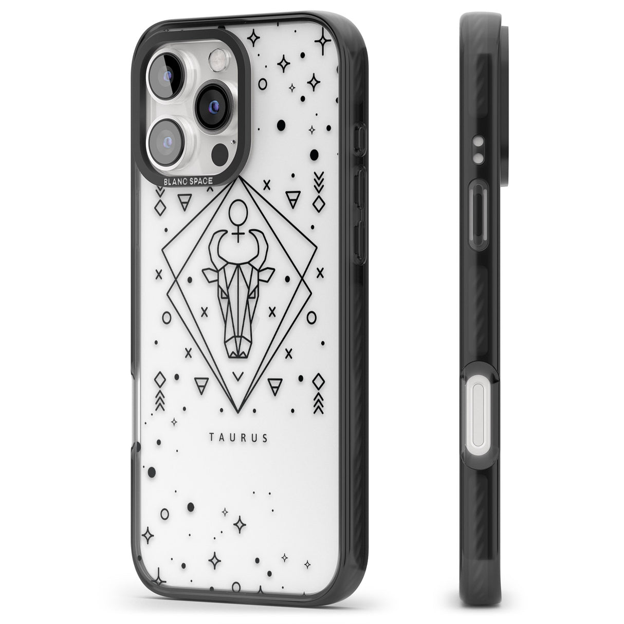 iPhone 16 Pro Max Taurus Emblem - Transparent Design Black Impact Phone Case