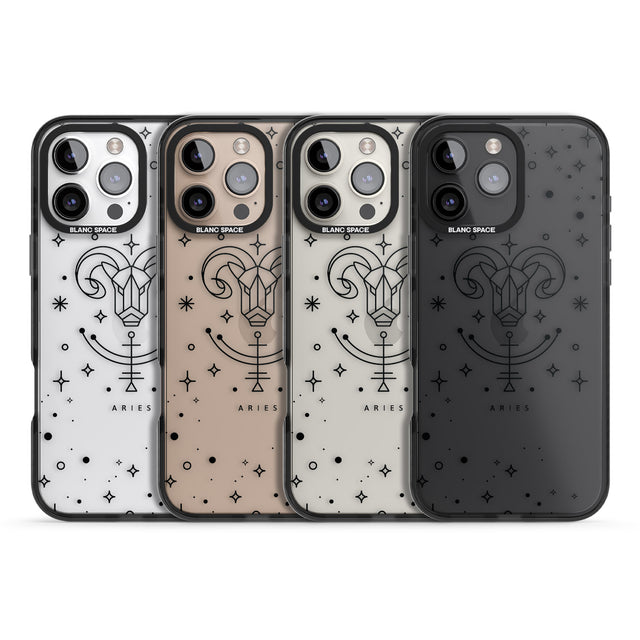 iPhone 16 Pro Max Aries Emblem - Transparent Design Black Impact Phone Case